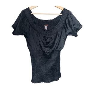 Vintage Jaymy Black Blouse Women Top Small